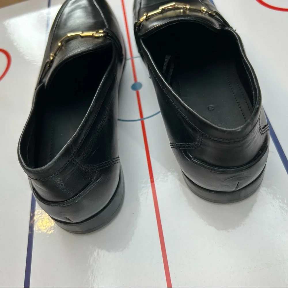 ZARA‎ Horse Bit Loafers Men’s Dress Casual Shoes + Gold Chain Color Black Size 7